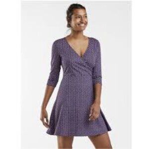 Title Nine Sz XL Wrappers Delight Faux Wrap Printed Dress